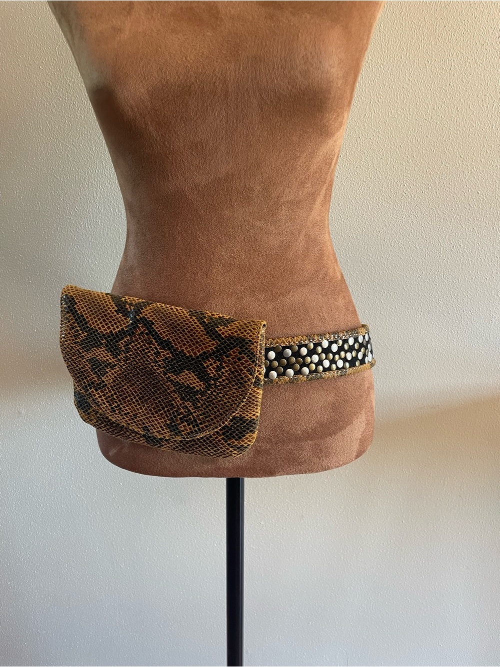 NWT Free People Snake-Print Belt Bag with Studded Strap